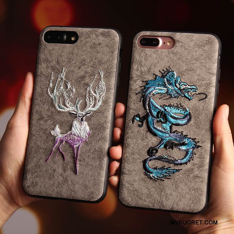 Kuori iPhone 8 Plus Laukut Persoonallisuus Sininen, Kotelo iPhone 8 Plus Suojaus Puhelimen Kuoret Harmaa