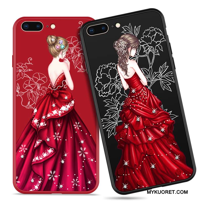 Kuori iPhone 8 Plus Laukut Puhelimen Kuoret Punainen, Kotelo iPhone 8 Plus Silikoni Ultra Pesty Suede