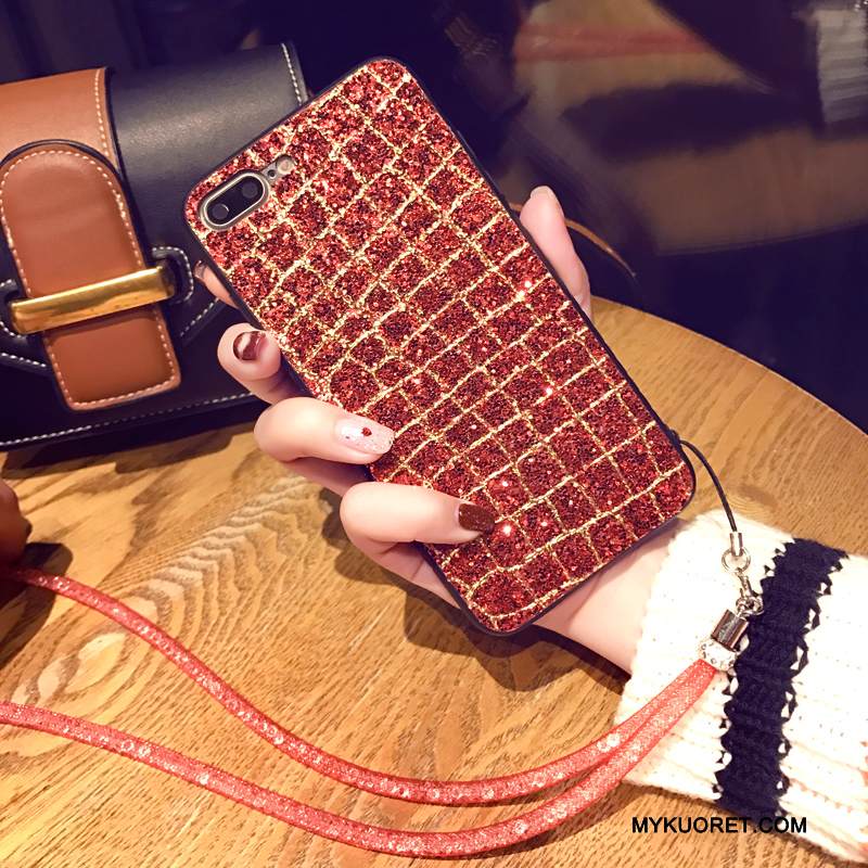 Kuori iPhone 8 Plus Pehmeä Neste Jauhe Puhelimen Kuoret, Kotelo iPhone 8 Plus Suojaus Ripustettavat Koristeet Net Red