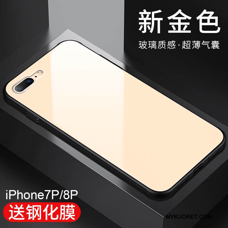 Kuori iPhone 8 Plus Silikoni Kova Puhelimen Kuoret, Kotelo iPhone 8 Plus Pu Kulta
