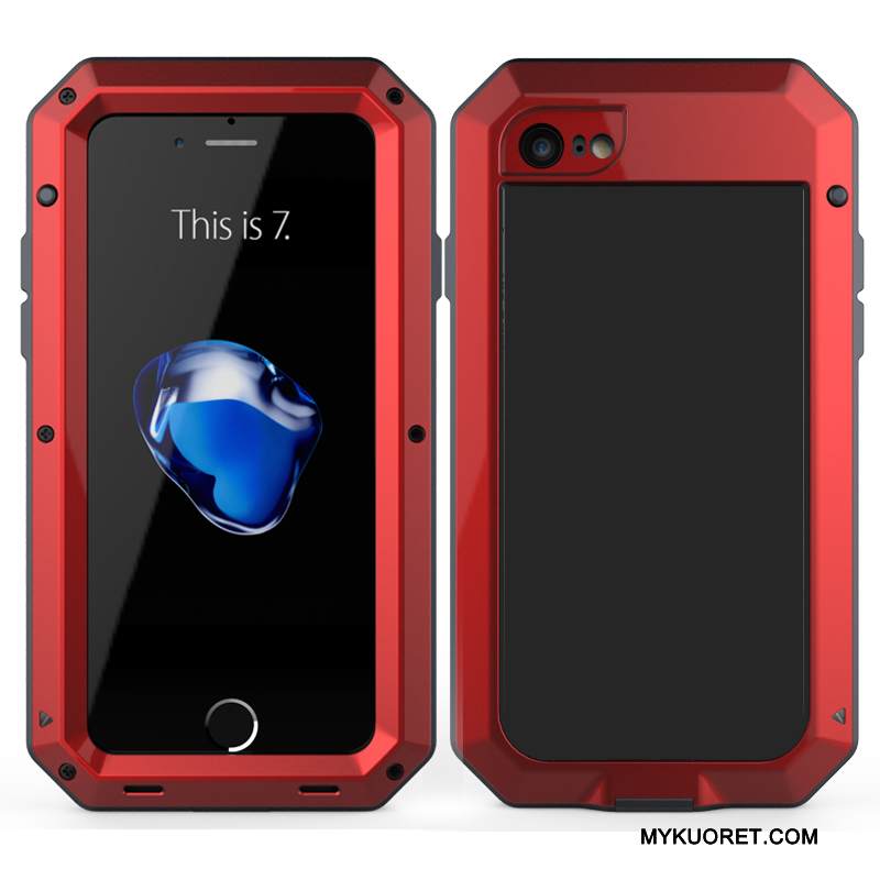Kuori iPhone 8 Plus Silikoni Puhelimen Kuoret Kehys, Kotelo iPhone 8 Plus Suojaus Kolme Puolustusta Punainen