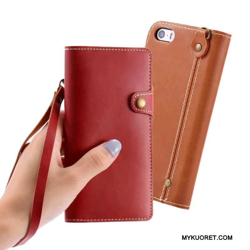 Kuori iPhone Se Kuoret Puhelimen Kuoret Ripustettavat Koristeet, Kotelo iPhone Se Nahka Viini Punainen Trendi