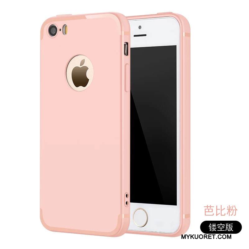 Kuori iPhone Se Silikoni Yksinkertainen Jauhe, Kotelo iPhone Se Suojaus Murtumaton Pesty Suede