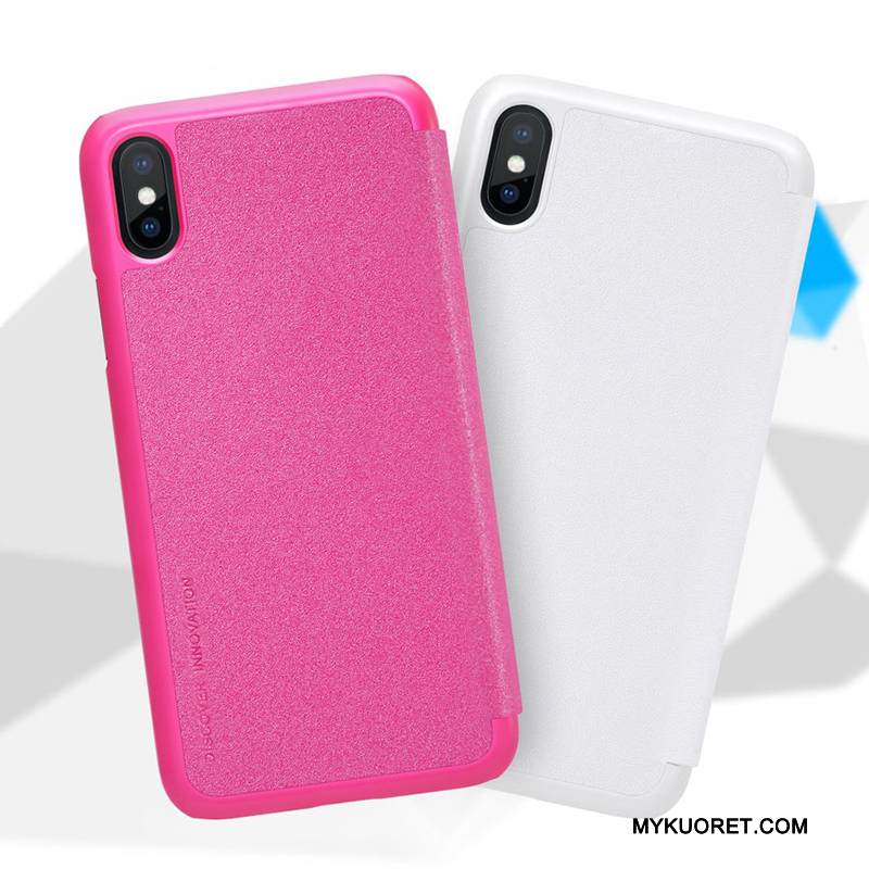 Kuori iPhone X Kuoret Murtumaton Kulta, Kotelo iPhone X Nahka Punainen Puhelimen Kuoret