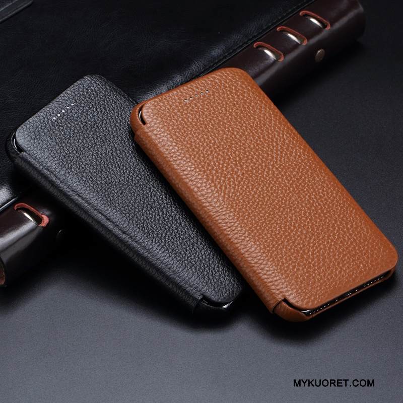 Kuori iPhone X Kuoret Musta Horrostila, Kotelo iPhone X Nahka Puhelimen Kuoret Liiketoiminta