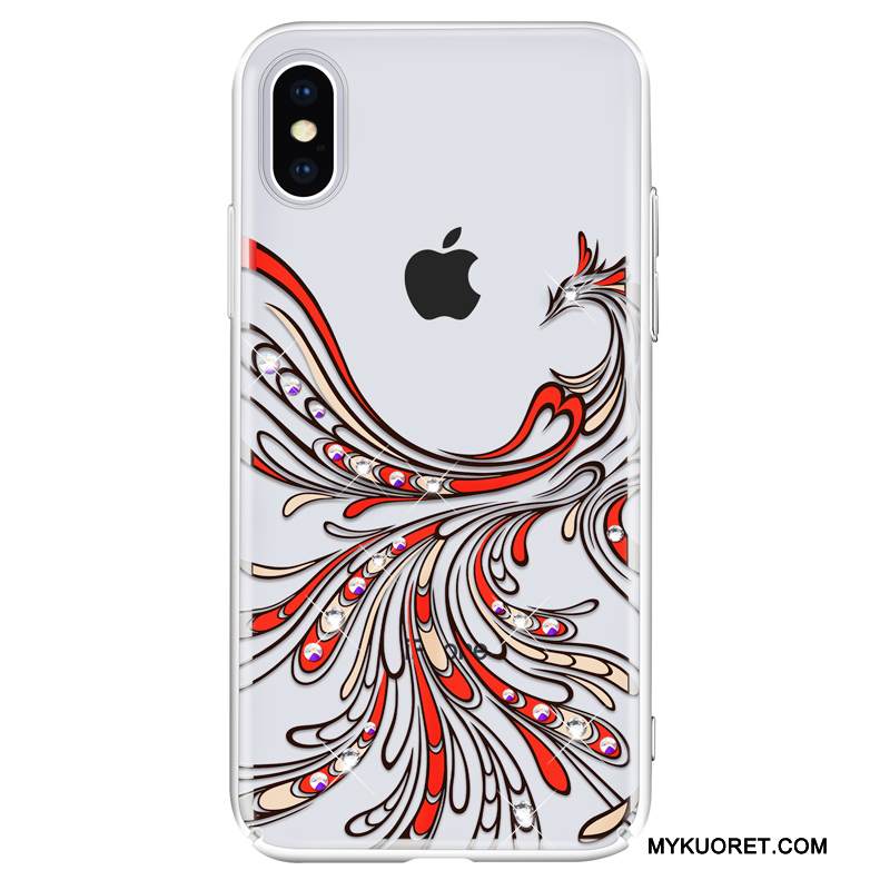 Kuori iPhone X Laukut Murtumaton Puhelimen Kuoret, Kotelo iPhone X Ylellisyys Ripustettavat Koristeet Punainen