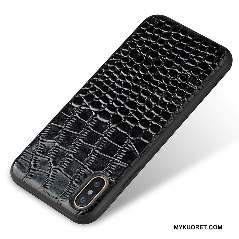 Kuori iPhone X Laukut Puhelimen Kuoret Tide-brändi, Kotelo iPhone X Nahka Murtumaton Musta