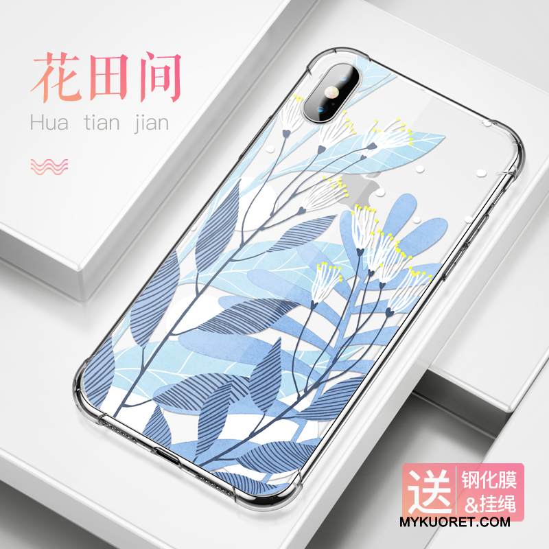 Kuori iPhone X Luova Murtumaton Suupaltti, Kotelo iPhone X Silikoni Puhelimen Kuoret Sininen