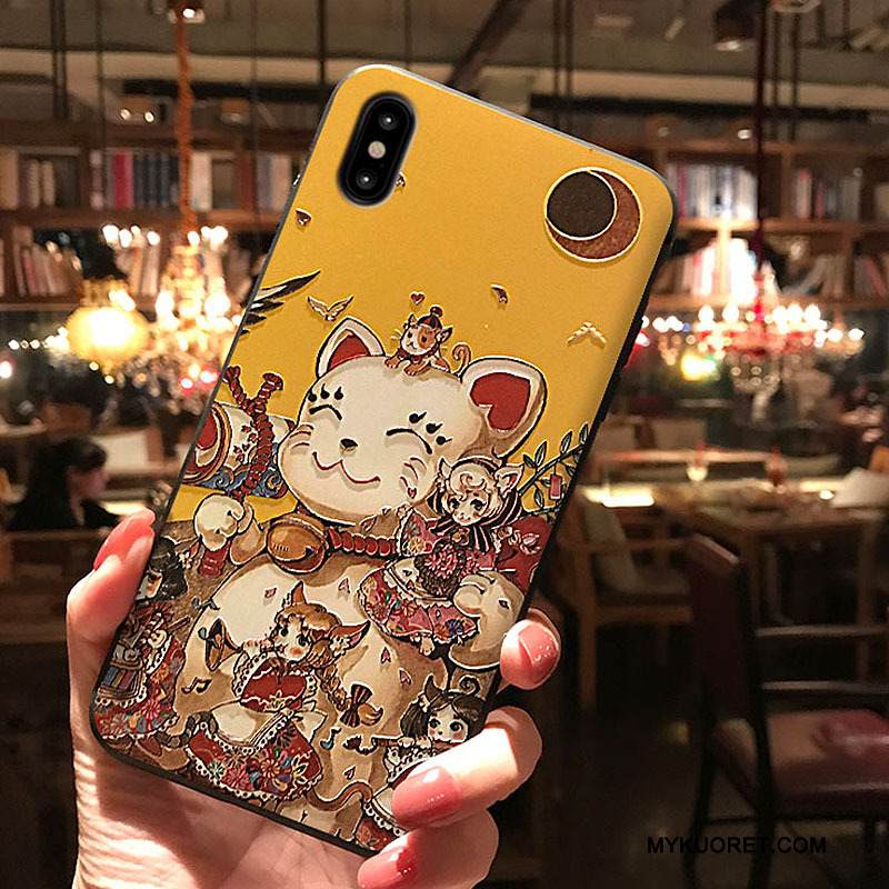 Kuori iPhone X Maalaus Rikkaus Ihana, Kotelo iPhone X Luova Persoonallisuus Keltainen