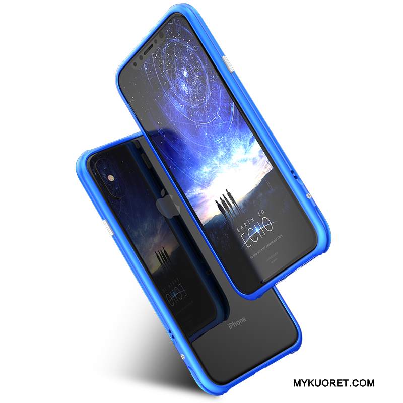 Kuori iPhone X Metalli Ohut Kehys, Kotelo iPhone X Tide-brändi Sininen