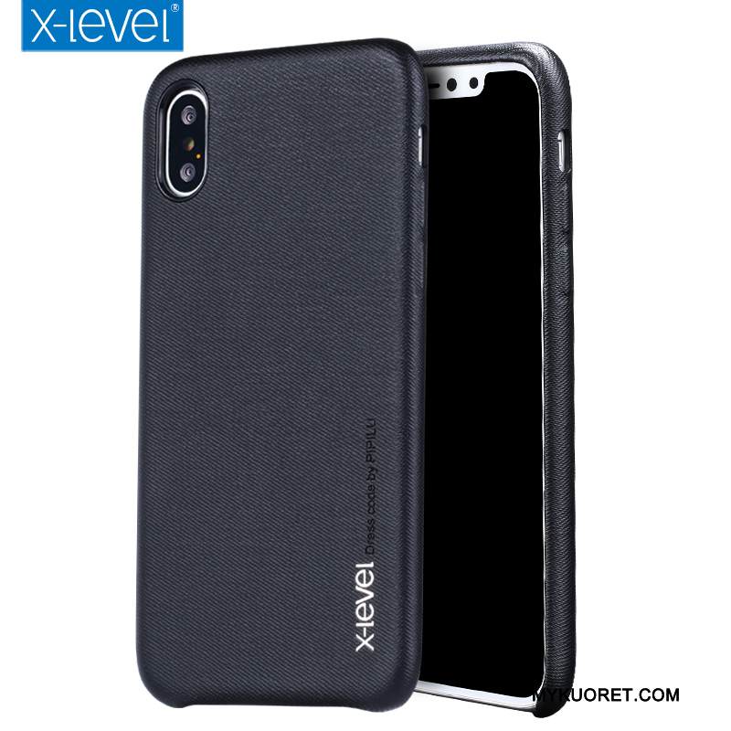 Kuori iPhone X Pehmeä Neste Murtumaton Persoonallisuus, Kotelo iPhone X Suojaus Pesty Suede Musta