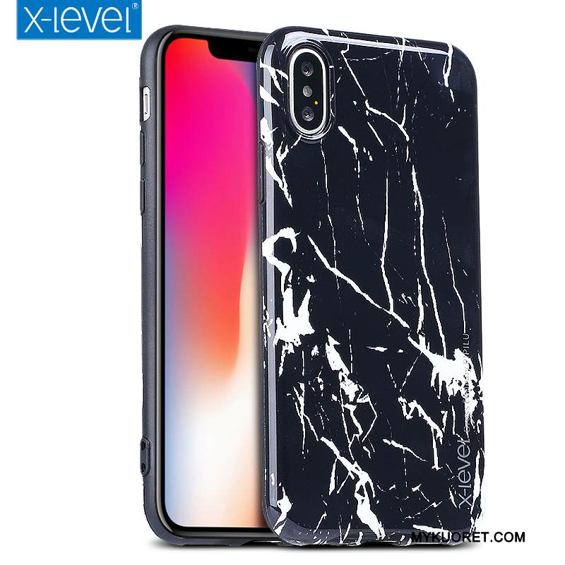 Kuori iPhone X Pehmeä Neste Puhelimen Kuoret Persoonallisuus, Kotelo iPhone X Suojaus Musta Murtumaton