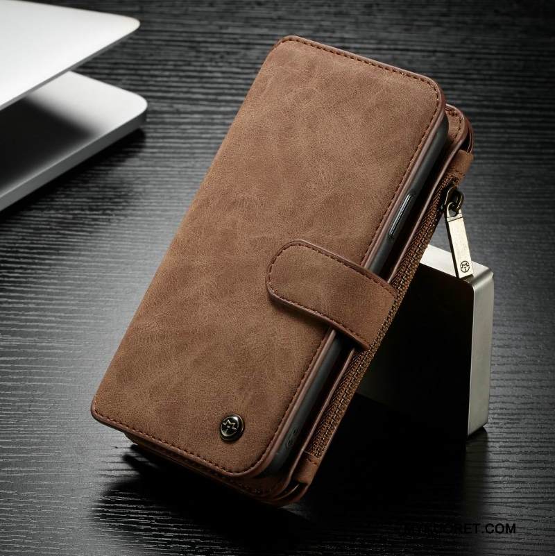 Kuori iPhone X Salkku Liiketoiminta Vetoketju, Kotelo iPhone X Nahka Kortti Uusi