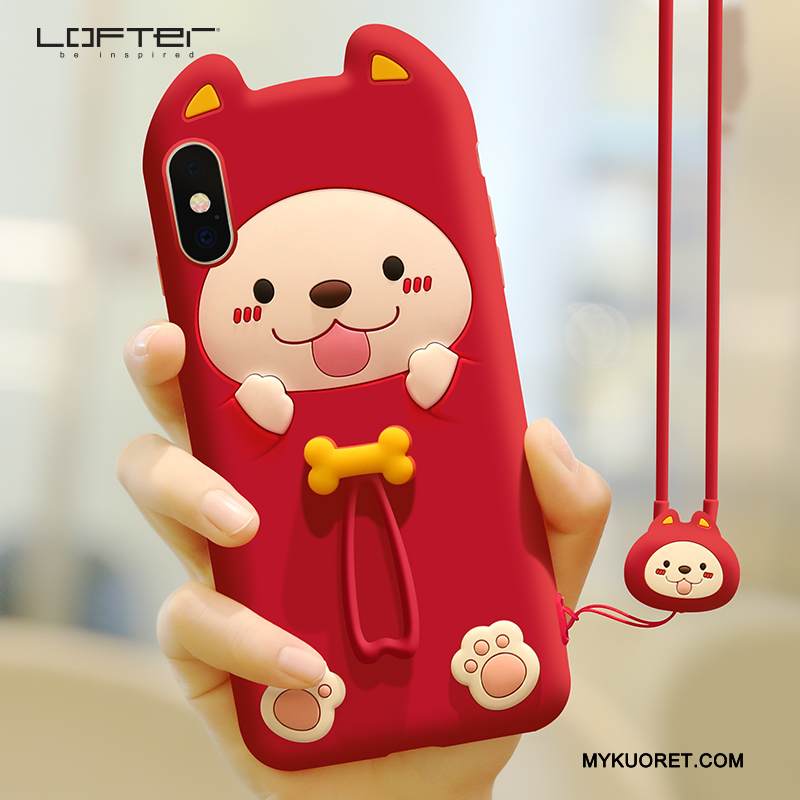 Kuori iPhone X Sarjakuva Murtumaton Ihana, Kotelo iPhone X Pehmeä Neste Uusi Punainen