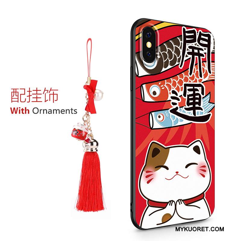 Kuori iPhone X Sarjakuva Punainen Puhelimen Kuoret, Kotelo iPhone X Silikoni Murtumaton Rengas