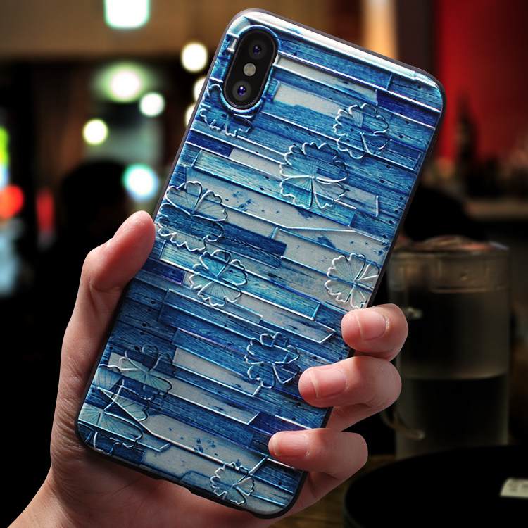 Kuori iPhone X Silikoni Murtumaton Persoonallisuus, Kotelo iPhone X Pehmeä Neste Sininen Puhelimen Kuoret