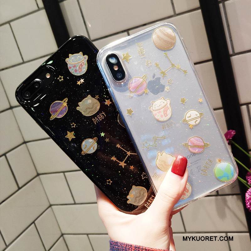 Kuori iPhone X Silikoni Trendi Rikkaus, Kotelo iPhone X Pehmeä Neste Puhelimen Kuoret Kissa