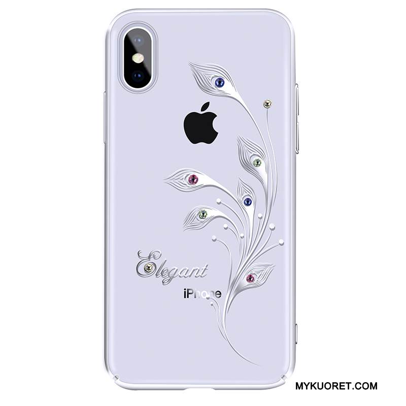 Kuori iPhone X Strassi Puhelimen Kuoret Valkoinen, Kotelo iPhone X Ylellisyys Läpinäkyvä Ohut