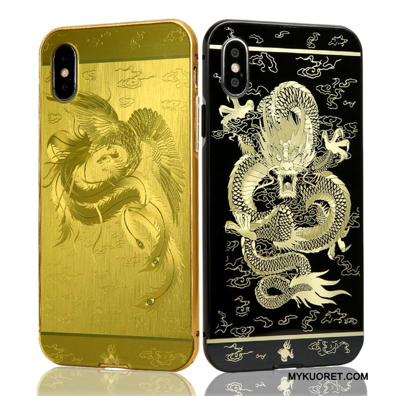 Kuori iPhone X Suojaus Persoonallisuus Trendi, Kotelo iPhone X Luova Kulta Kehys