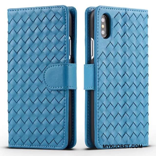 Kuori iPhone X Suojaus Sininen Kudonta, Kotelo iPhone X Tuki Puhelimen Kuoret Murtumaton