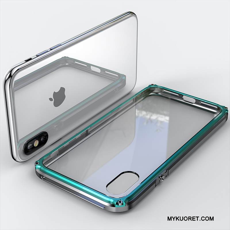 Kuori iPhone X Suojaus Uusi Läpinäkyvä, Kotelo iPhone X Laukut Kehys Kulta