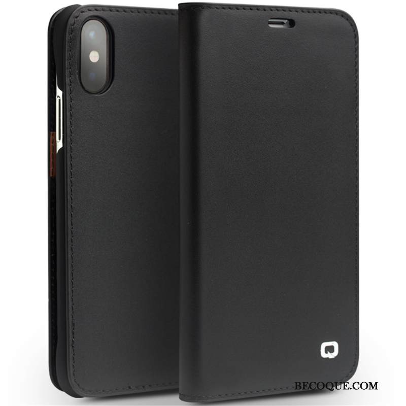 Kuori iPhone Xs Kuoret Kortti Musta, Kotelo iPhone Xs Nahka Liiketoiminta Yksinkertainen