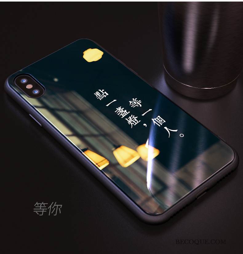 Kuori iPhone Xs Luova Lasi Puhelimen Kuoret, Kotelo iPhone Xs Laukut Musta Murtumaton