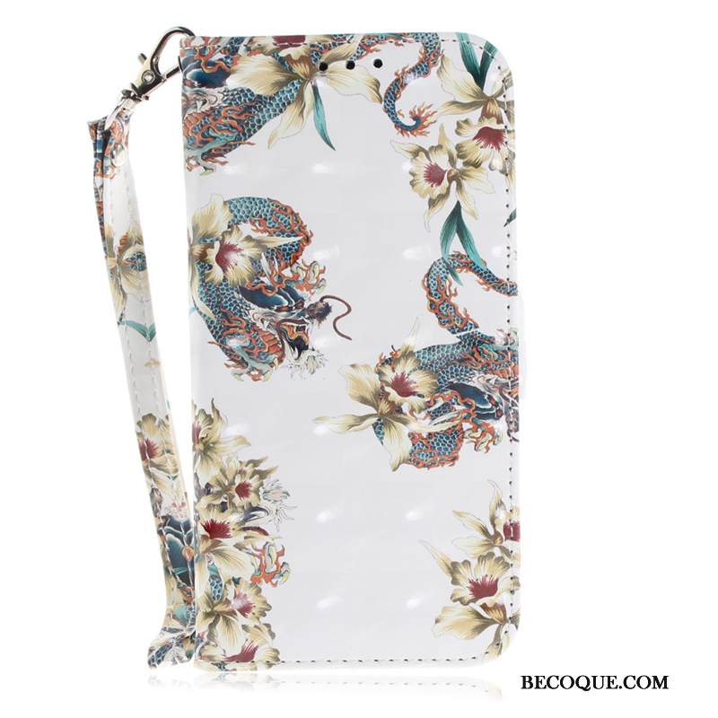 Kuori iPhone Xs Max Nahka Kukka Valkoinen, Kotelo iPhone Xs Max Kuoret Puhelimen Kuoret