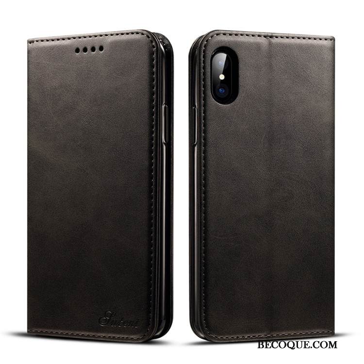 Kuori iPhone Xs Max Nahka Musta Puhelimen Kuoret, Kotelo iPhone Xs Max Kuoret