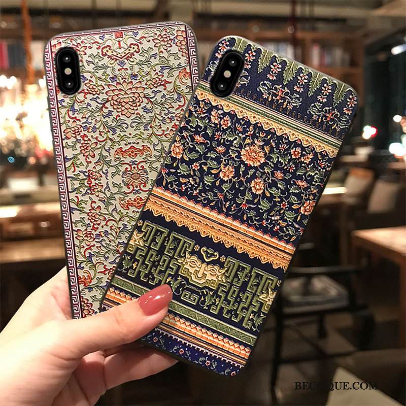 Kuori iPhone Xs Max Puhelimen Kuoret Pesty Suede, Kotelo iPhone Xs Max Murtumaton Sininen