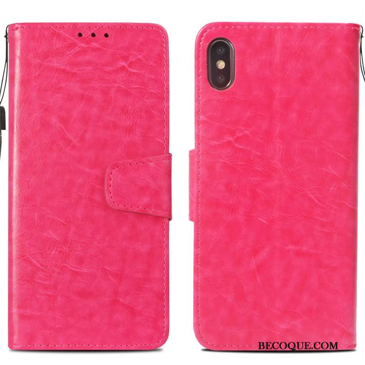 Kuori iPhone Xs Nahka Kortti Liiketoiminta, Kotelo iPhone Xs Suojaus Punainen Puhelimen Kuoret