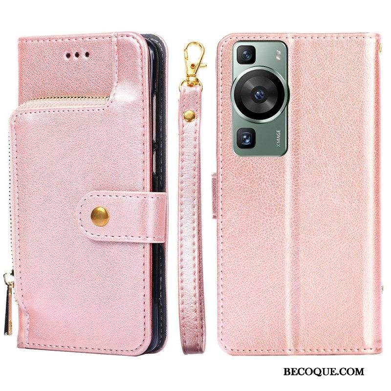 Nahkakotelo Huawei P60 Pro Vetoketjullinen Kolikkolaukku