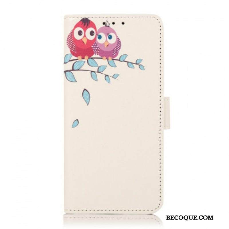 Nahkakotelo Moto E40 / E30 / E20 Pari Pöllöä Puussa