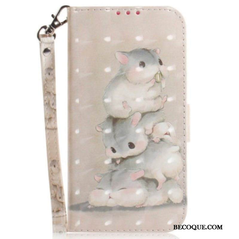 Nahkakotelo Moto G73 5G Suojaketju Kuori Stringit Oravat