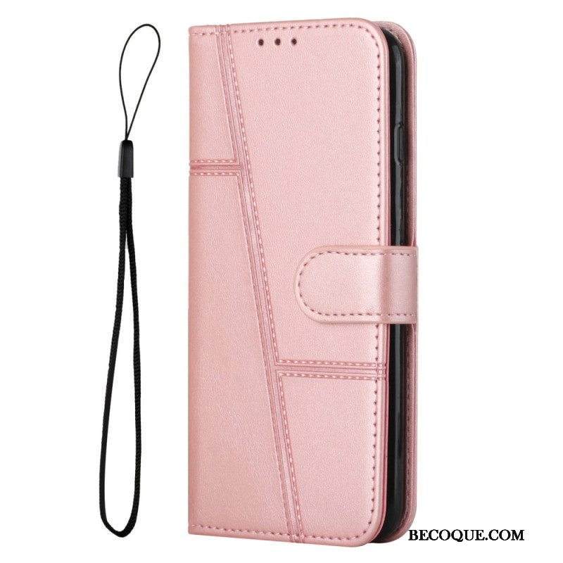 Nahkakotelo Motorola Edge 40 Pro Suojaketju Kuori Raidalliset Geometriset Viivat