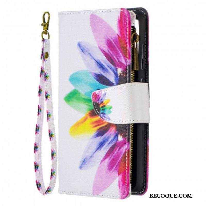 Nahkakotelo Samsung Galaxy A52 4G / A52 5G / A52s 5G Kukkavetoketjullinen Tasku