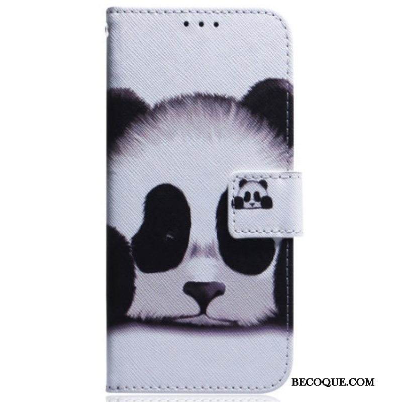 Nahkakotelo Samsung Galaxy A54 5G Suojaketju Kuori Lanyard Panda Tuuletin