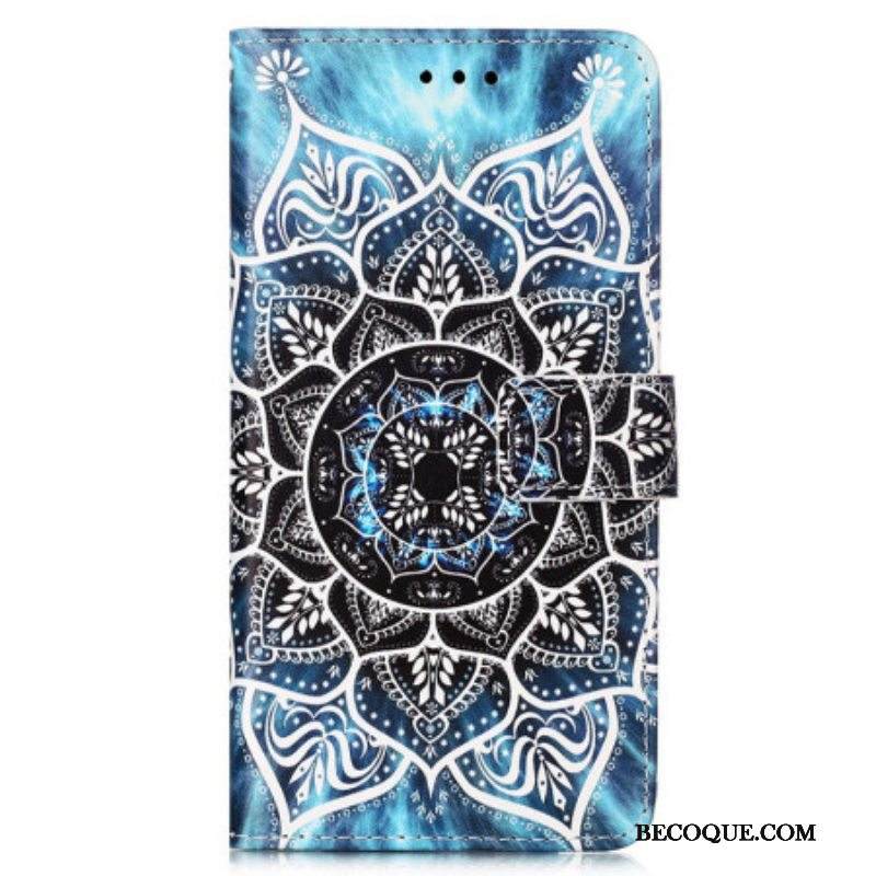 Nahkakotelo Samsung Galaxy A54 5G Suojaketju Kuori Strappy Mandala