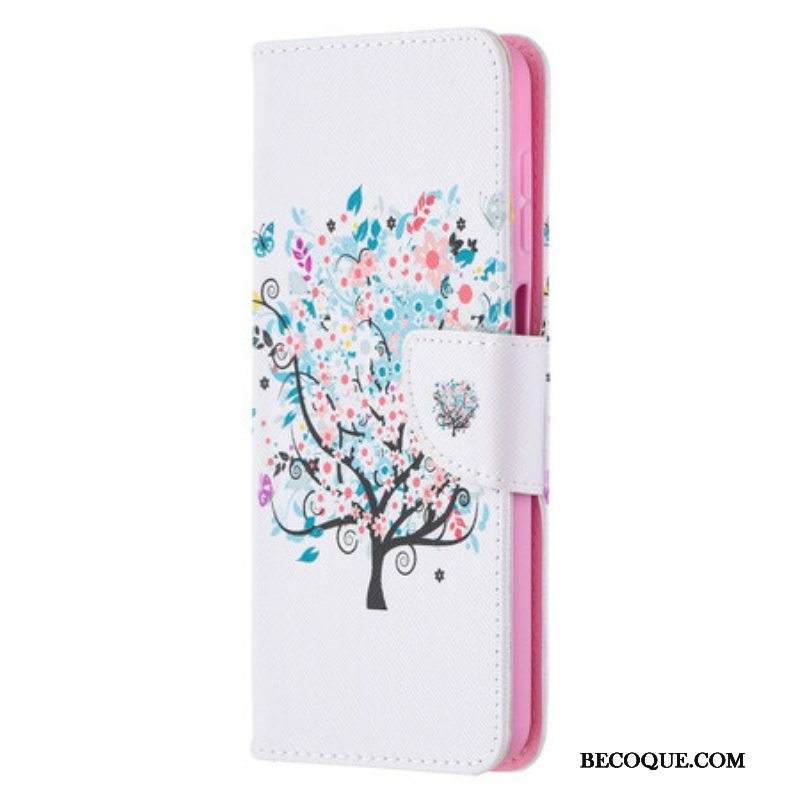 Nahkakotelo Samsung Galaxy M12 / A12 Kukkiva Puu