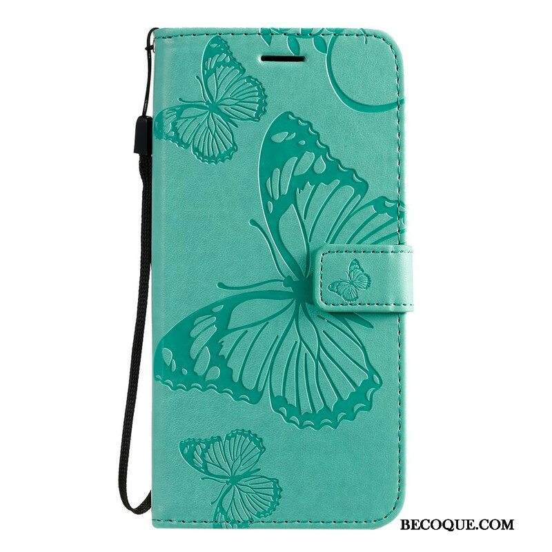 Nahkakotelo Samsung Galaxy S20 Plus / S20 Plus 5G Suojaketju Kuori Jättiläishihnaperhoset