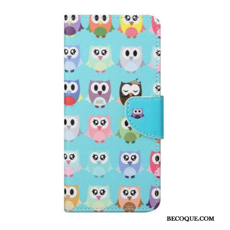 Nahkakotelo Samsung Galaxy S21 FE Pöllöt