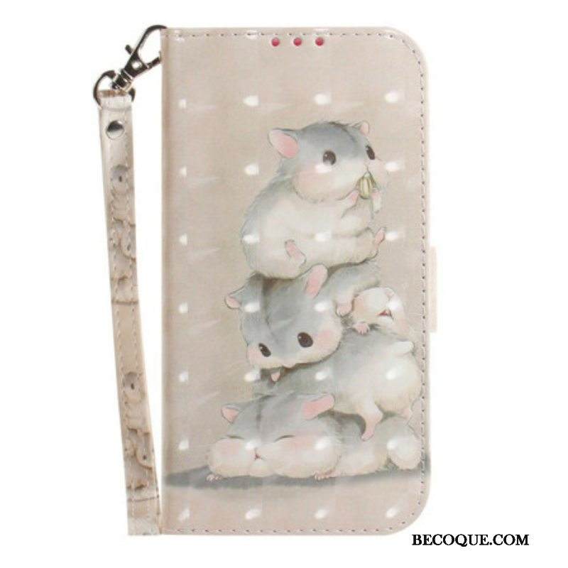 Nahkakotelo Samsung Galaxy S21 FE Suojaketju Kuori Strongin Hamsterit