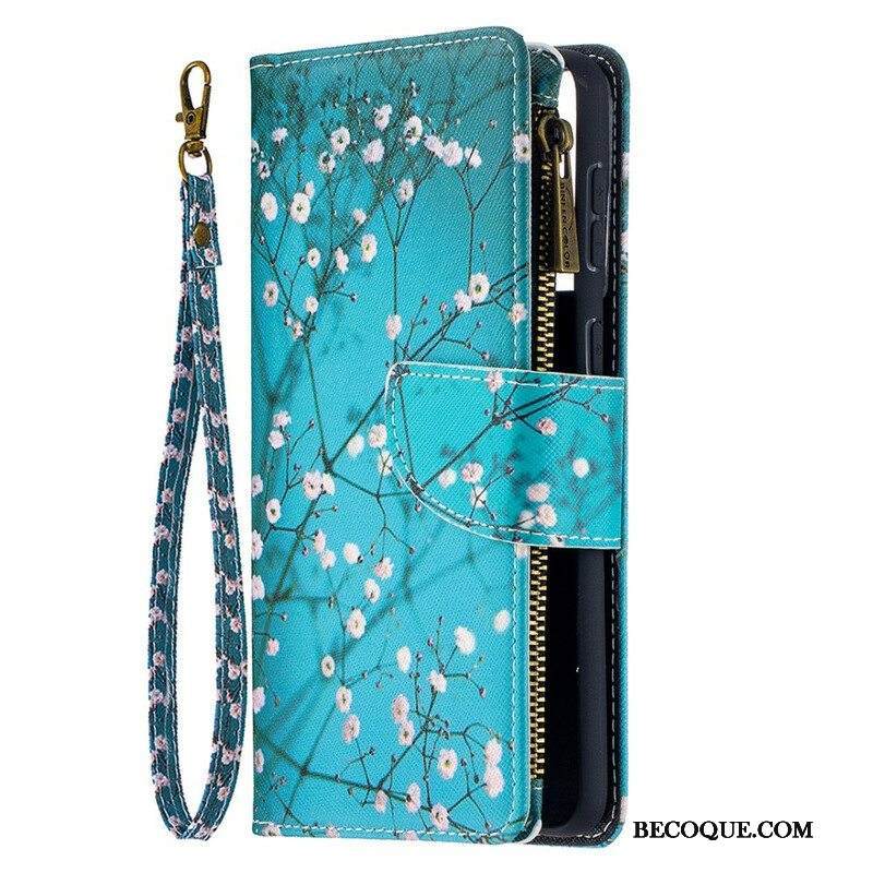 Nahkakotelo Samsung Galaxy S21 Plus 5G Vetoketjullinen Puutasku