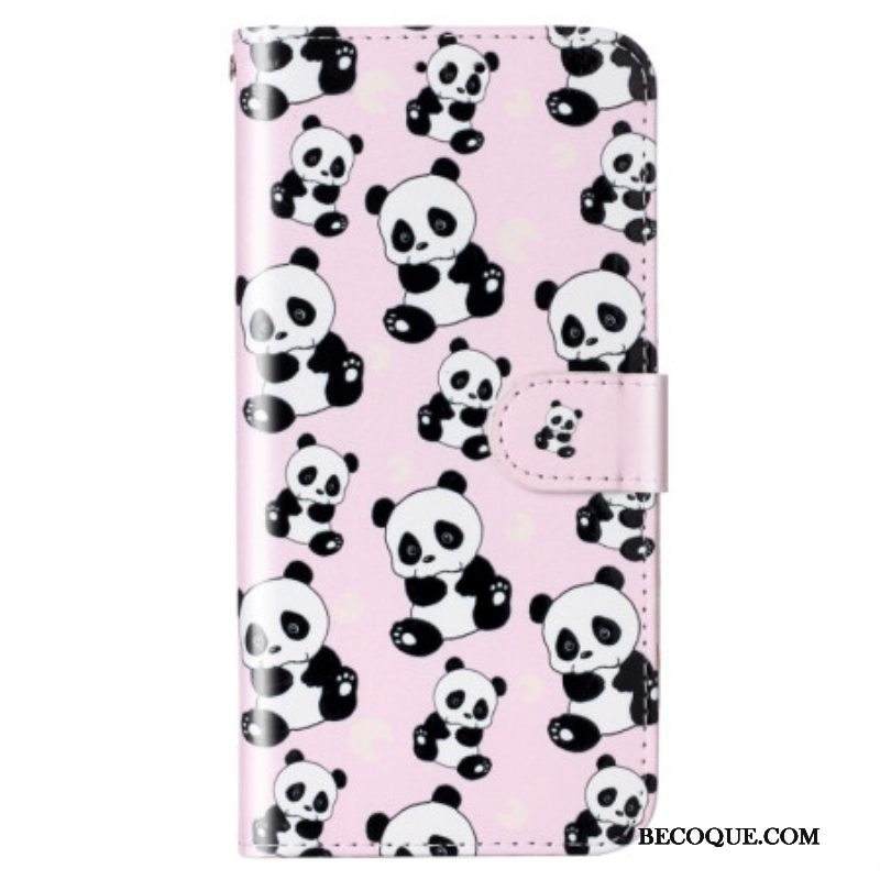 Nahkakotelo Samsung Galaxy S23 5G Suojaketju Kuori Strappy Pandat