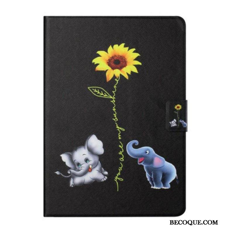 Nahkakotelo Samsung Galaxy Tab A7 Lite Auringonkukan Norsut