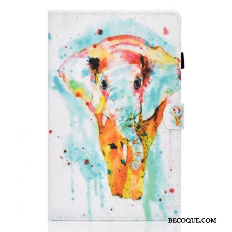 Nahkakotelo Samsung Galaxy Tab A8 (2021) Vesiväri Elefantti