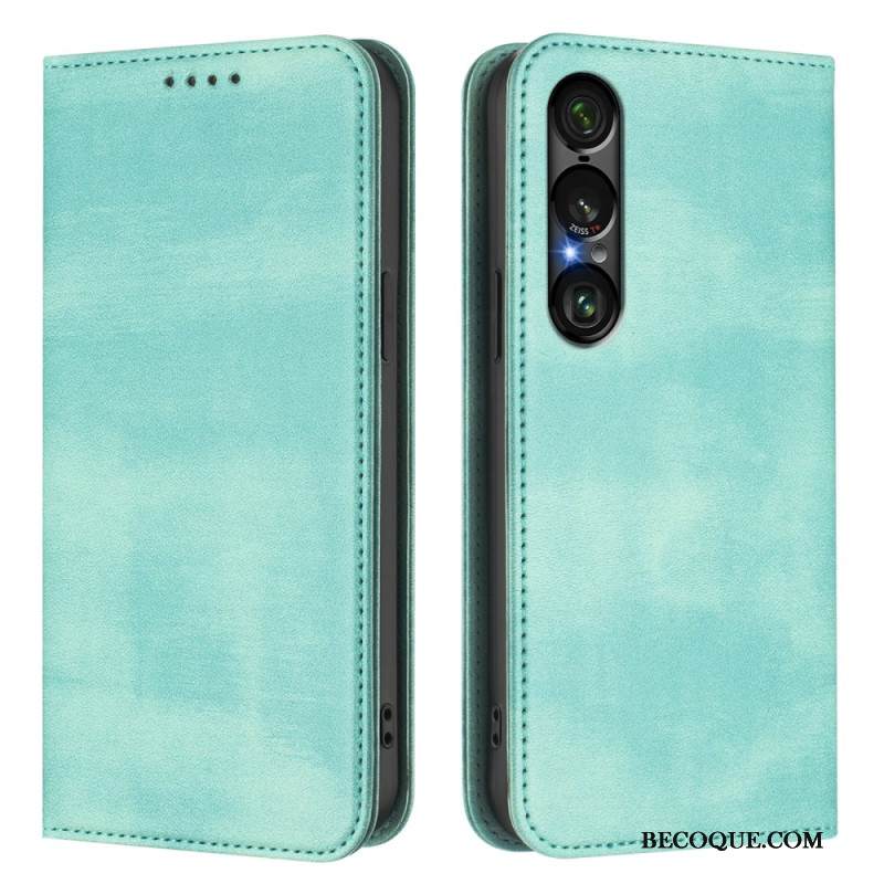 Nahkakotelo Sony Xperia 1 Vii Rfid-suojattu Retrokuvio Suojakuori