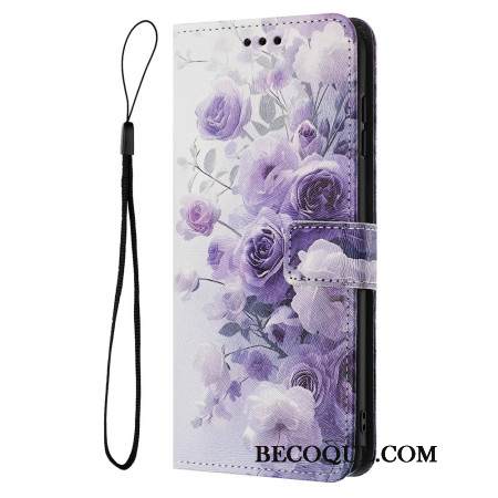 Nahkakotelo Sony Xperia 1 Vii Violetit Ruusut