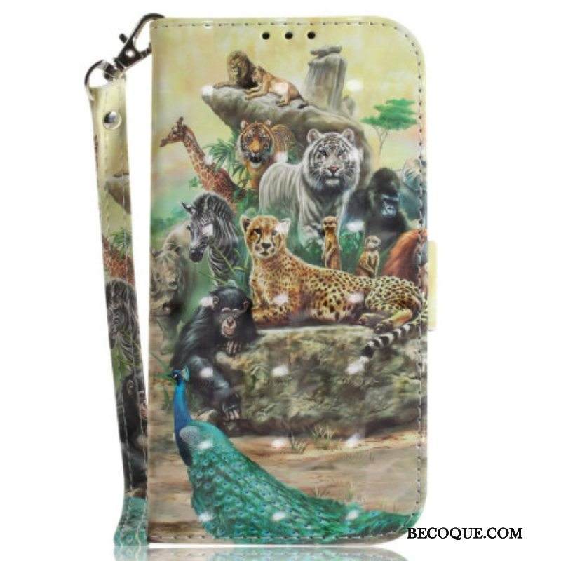 Nahkakotelo Xiaomi 12 / 12X Suojaketju Kuori Thong Safari Animals