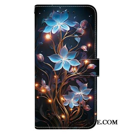 Nahkakotelo Xiaomi 15t Sininen Kukkakuvio